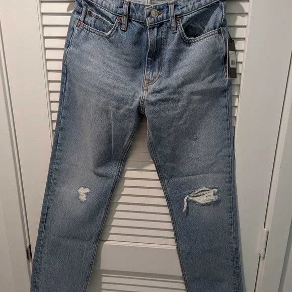 70s Straight Leg Jeans - Destroyed Sunfaded Indigo by Re/Done - Picture 3 of 6